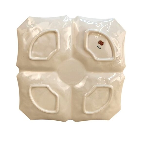 Lefton Serving Platter Ceramic Divided Serving Tray With Fruit & Floral Design - Picture 3 of 9